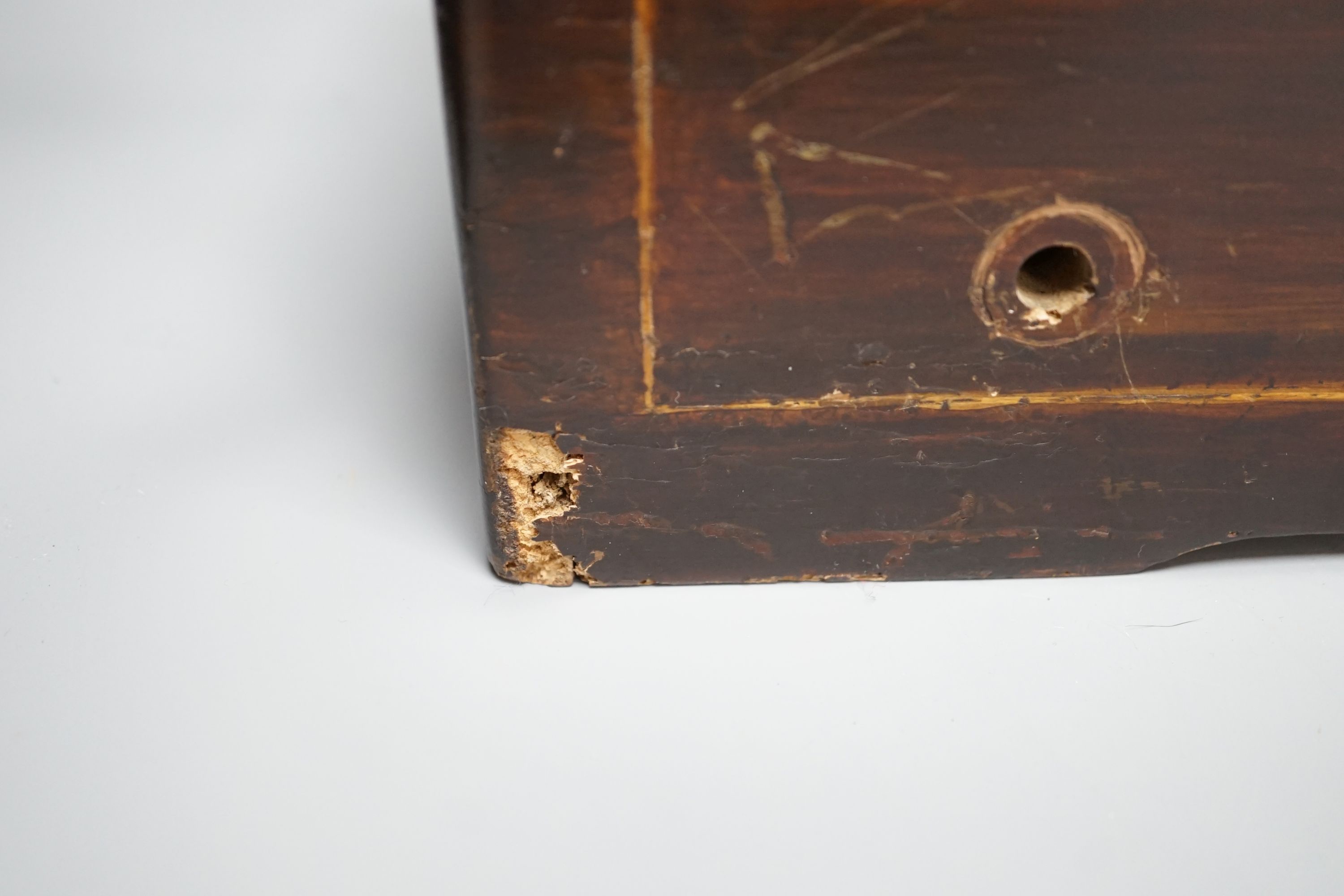 A 19th Century Swiss cylinder music box, in inlaid case, 15 x 43cm